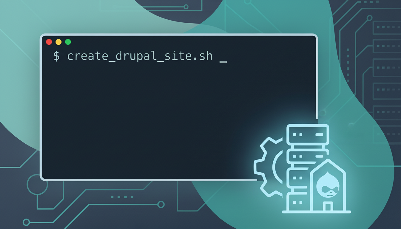 crete_drupal_site.sh script in a terminal